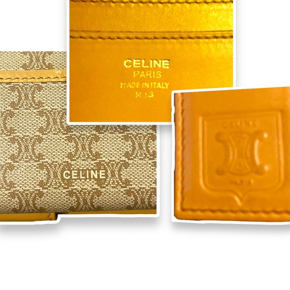 CELINE Macadam Bifold Long Wallet Caramel Brown Vachetta Genuine Leather - Picture 3 of 16